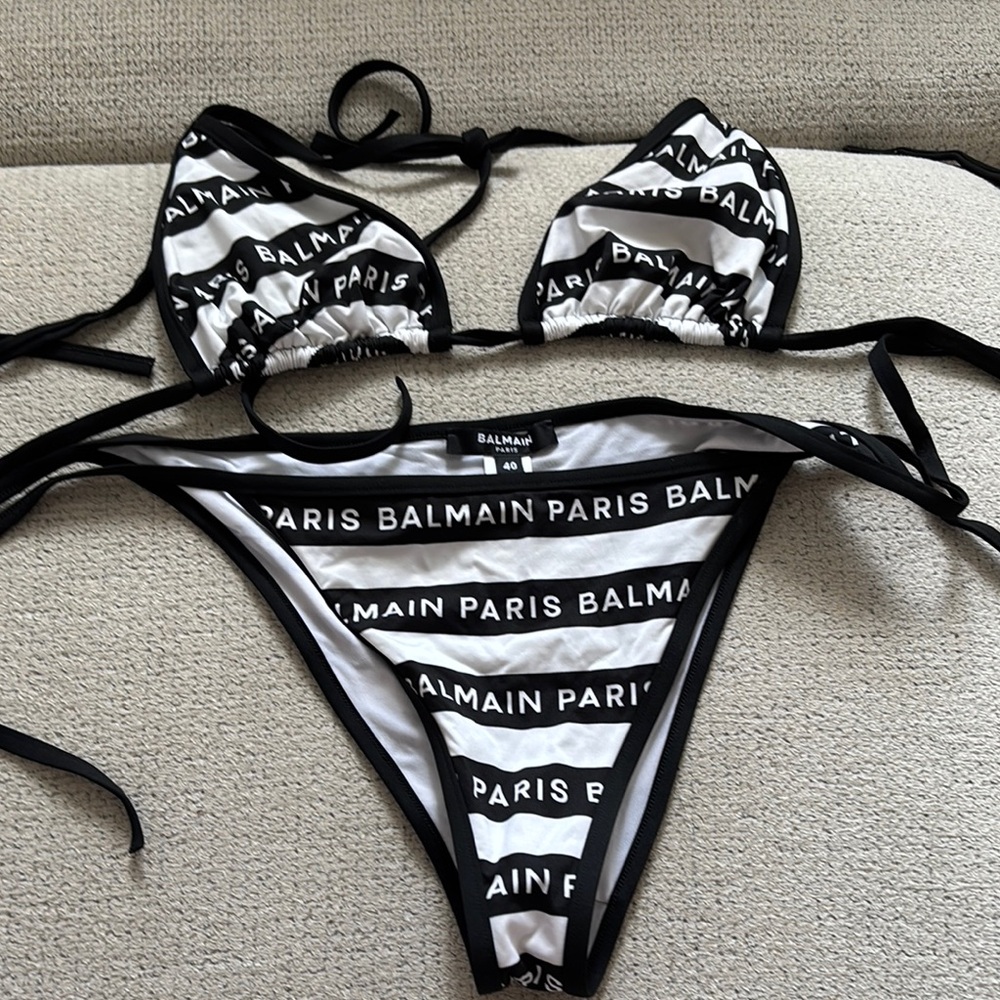 Balmain Black and White Bikini Set